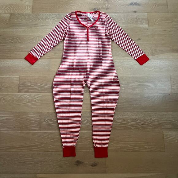 Victoria's Secret PINK Thermal Long Onesie Bright Vermillion Stripes XXL NWT - Picture 4 of 8